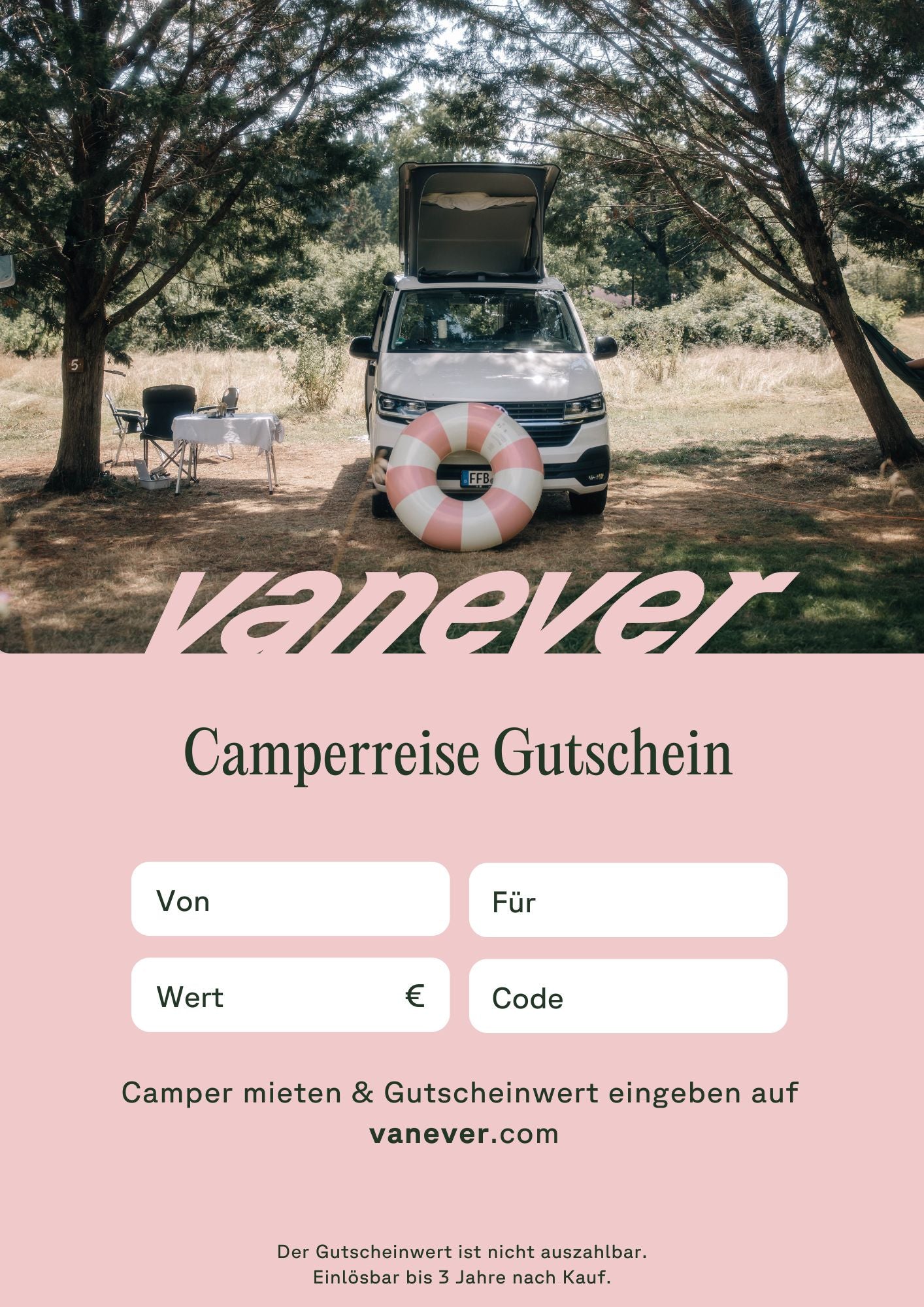 Vanever Campermiete Gutschein 10 € - 1.000 €