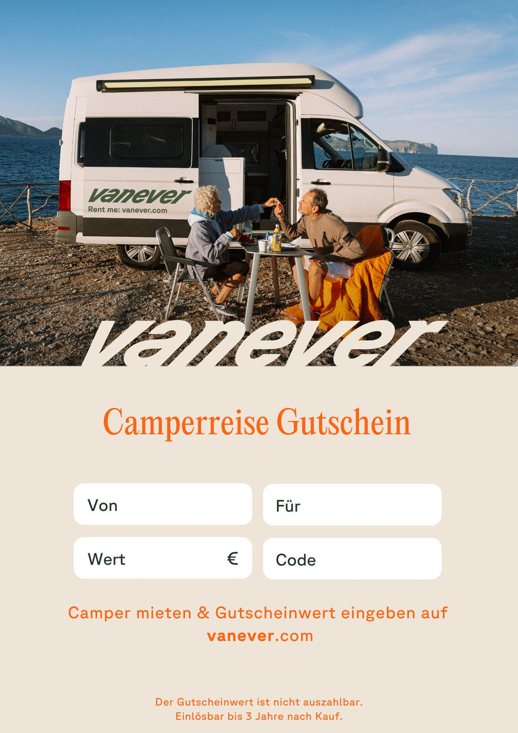 Vanever Campermiete Gutschein 10 € - 1.000 €