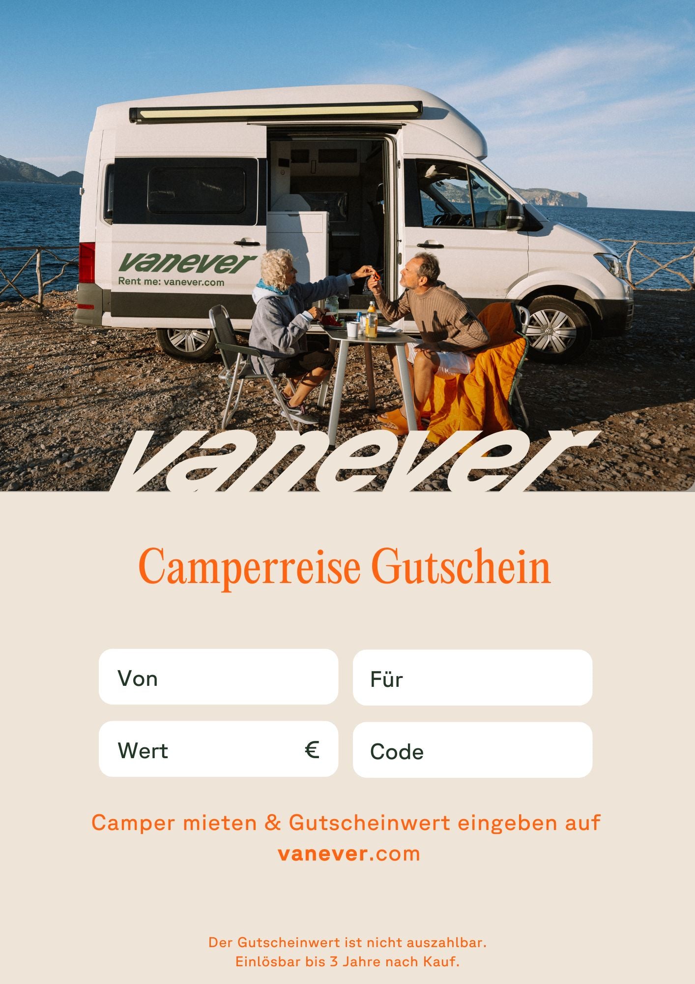 Vanever Campermiete Gutschein 10 € - 1.000 €